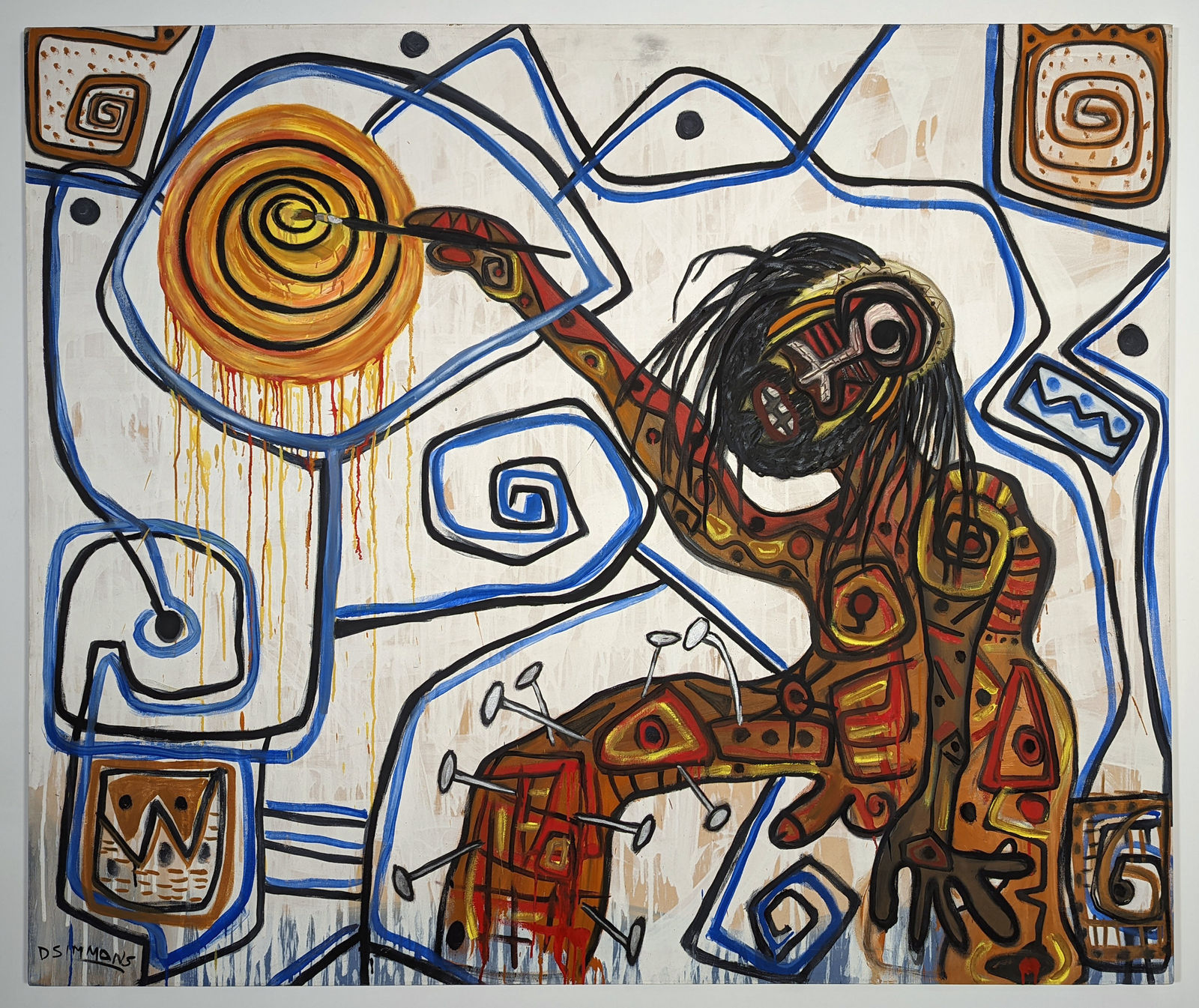 Oil painting on canvas of an artist painting the sun in a 