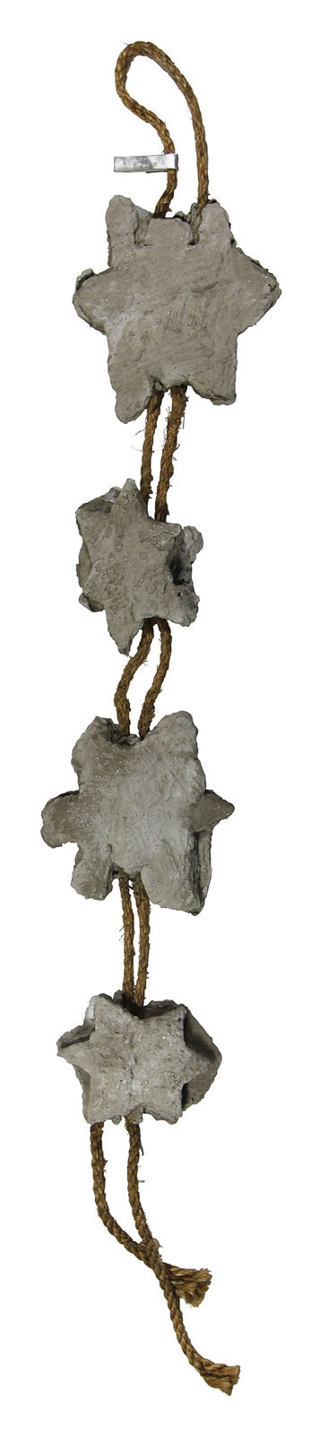 Four cement blocks in the shape of a Star of David connected by rope