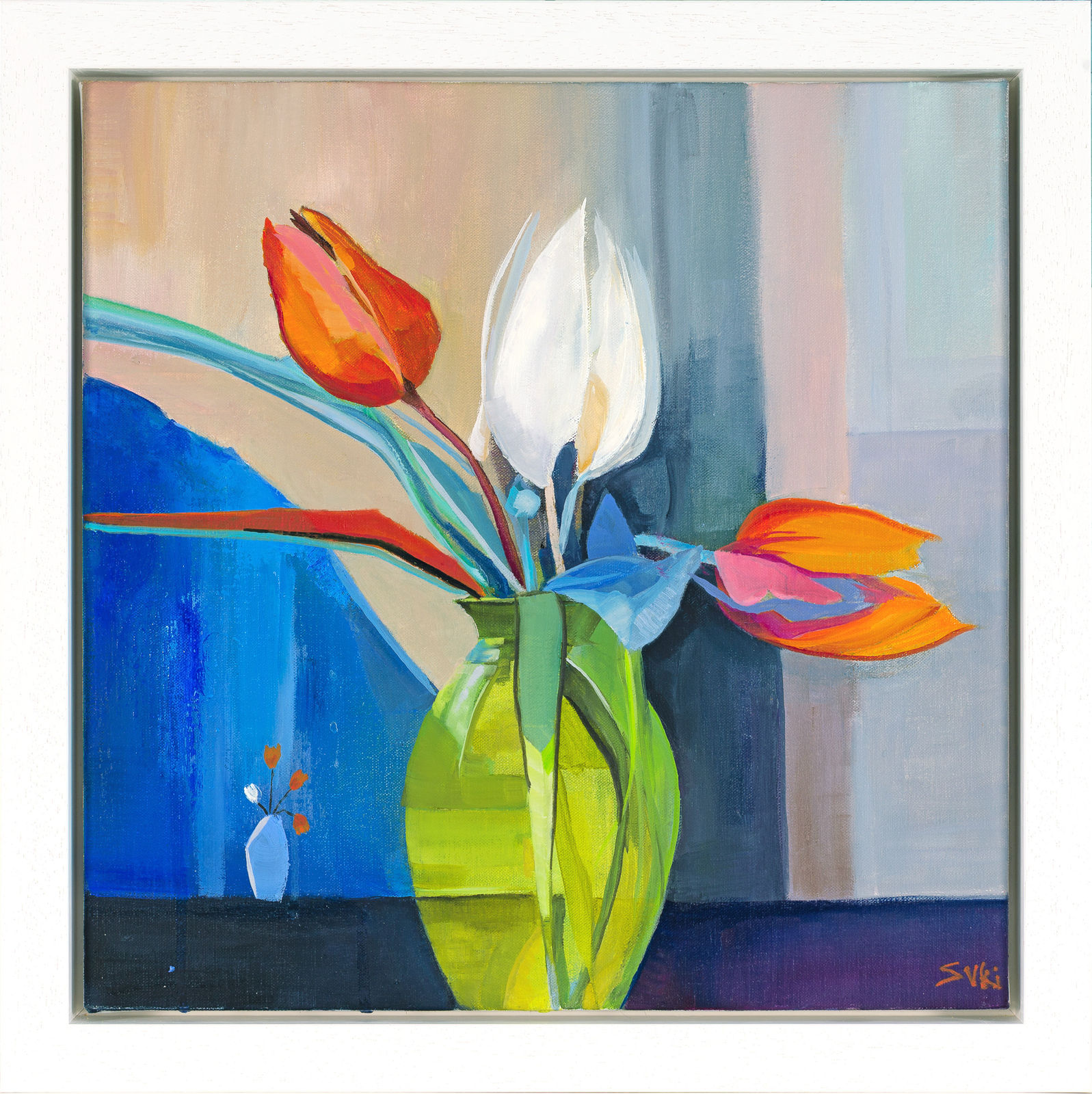 Suki Wapshott, Tulips in Green Vase