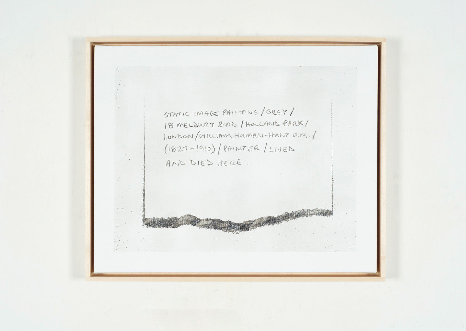 Martin Bennett, Static Image Painting/Grey/Title For A Painting I Couldn't Make/Written In Pencil/Torn Paper/Studio Wall/Two, 2016/2016