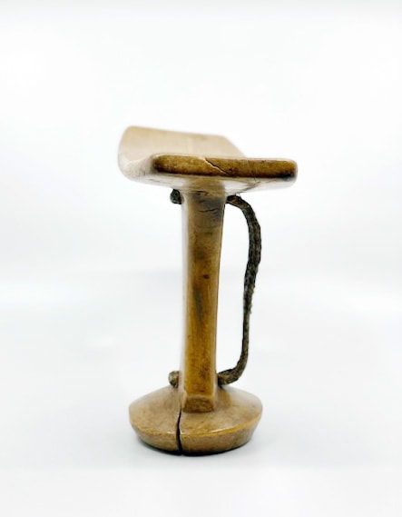 Turkana Tribe Blonde Wood Headrest with Woven Strap, Kenya