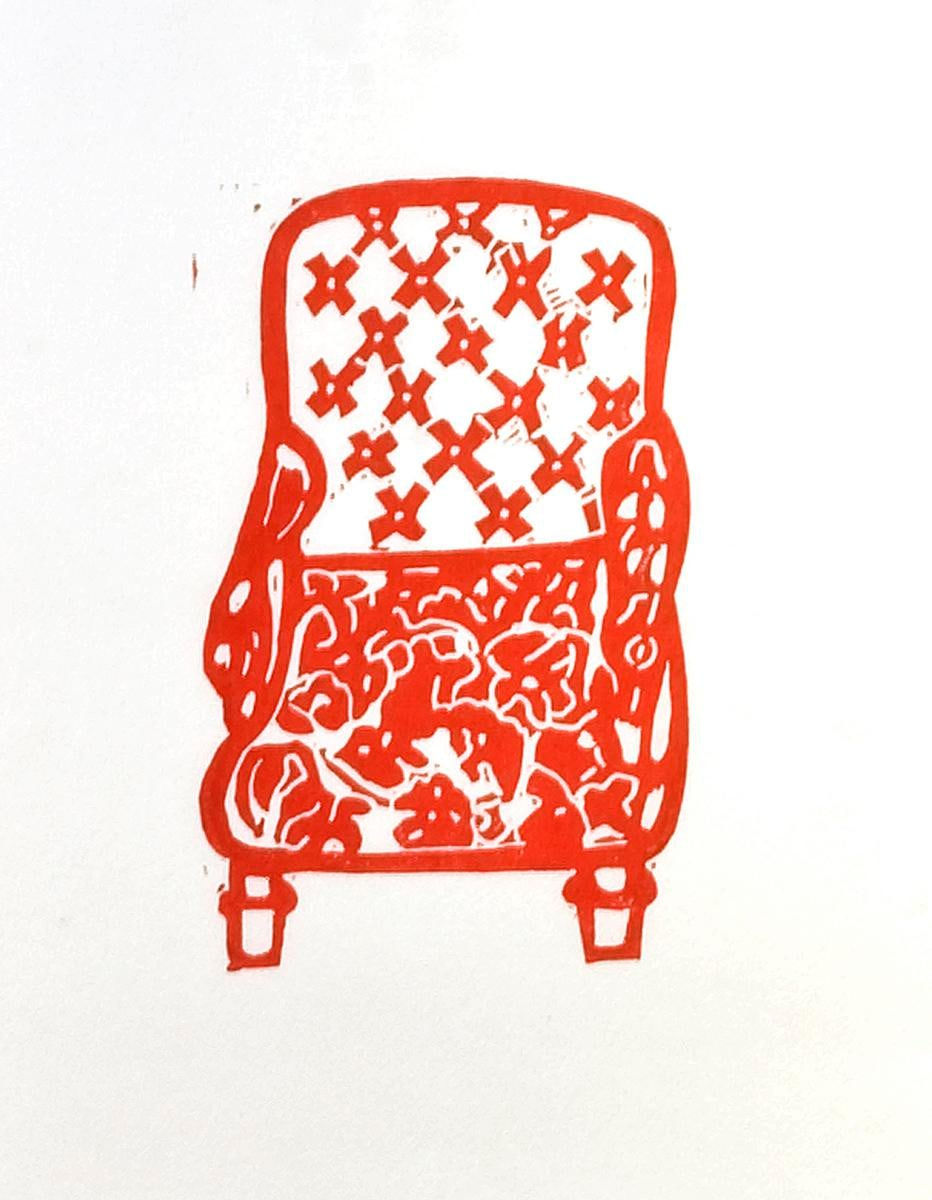 Hugo Guinness classic prints (unframed), Button Back Chair (red)