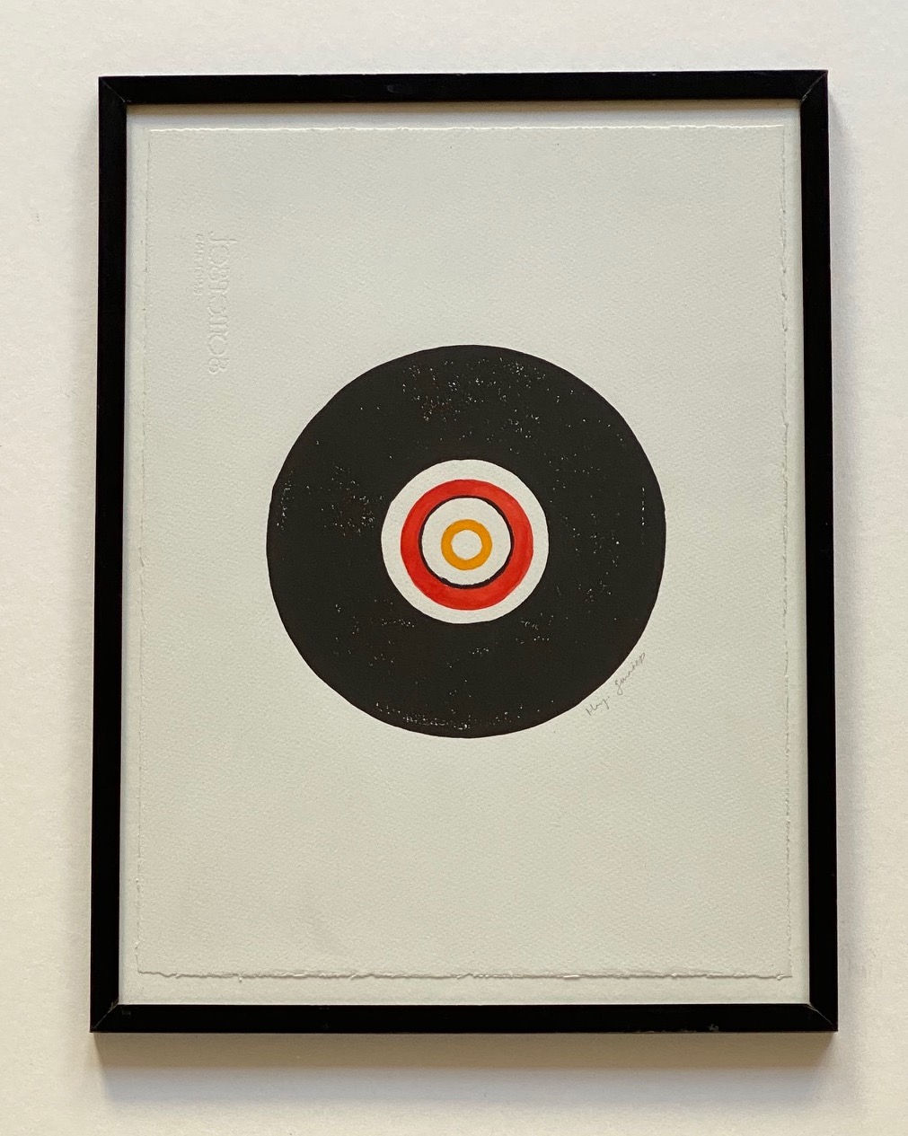 Hugo Guinness classic prints (framed), Hand-coloured Record, Yellow and Red