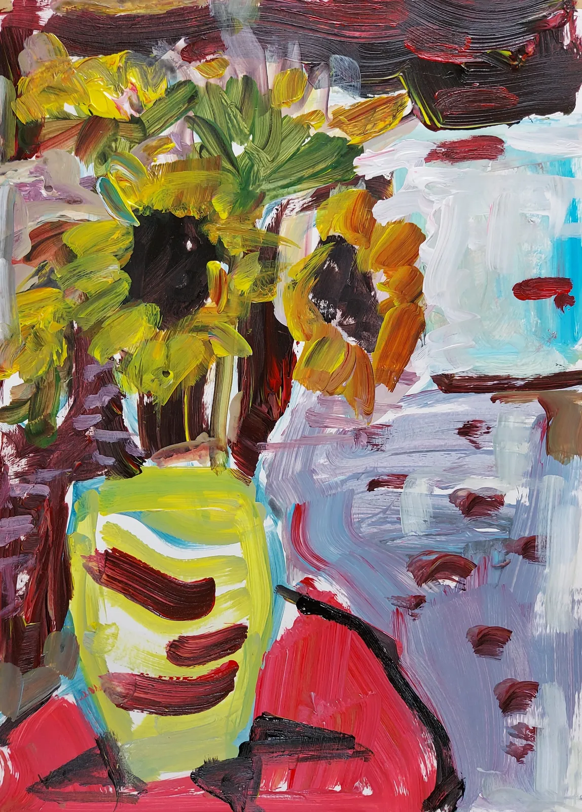 Val Stephenson, SUNFLOWERS WITH RED