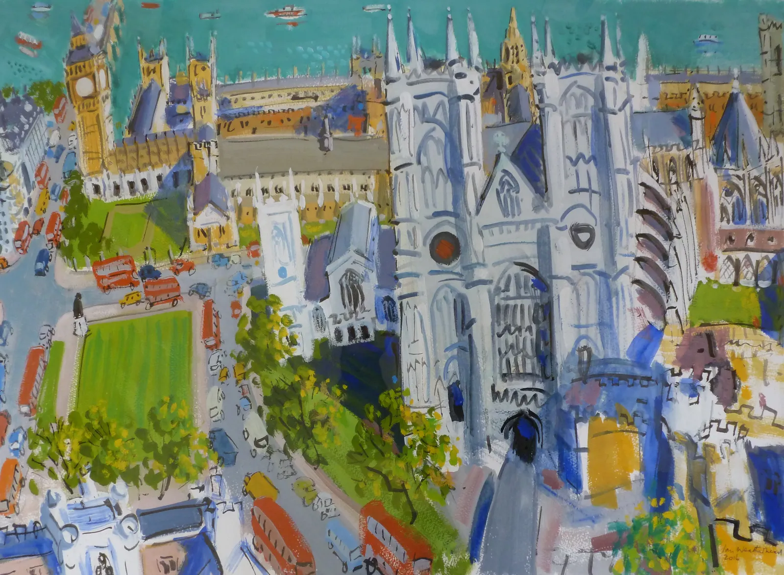 Ian Weatherhead, WESTMINSTER ABBEY WITH RED BUSES