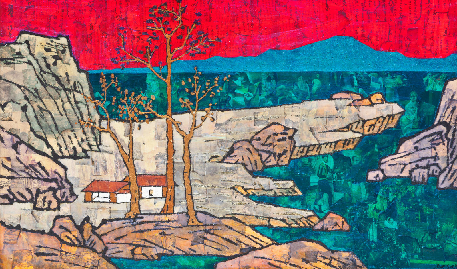 Xue Song 薛松, Lakeshore Mountain Dwellings《湖岸山居图》, 2013