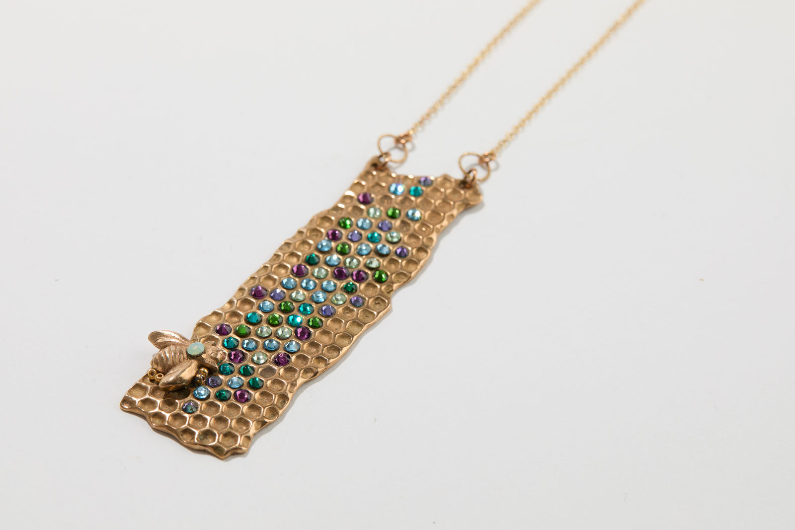 Bunny Tobias, Klimt Honeycomb with Bee Necklace, 2022