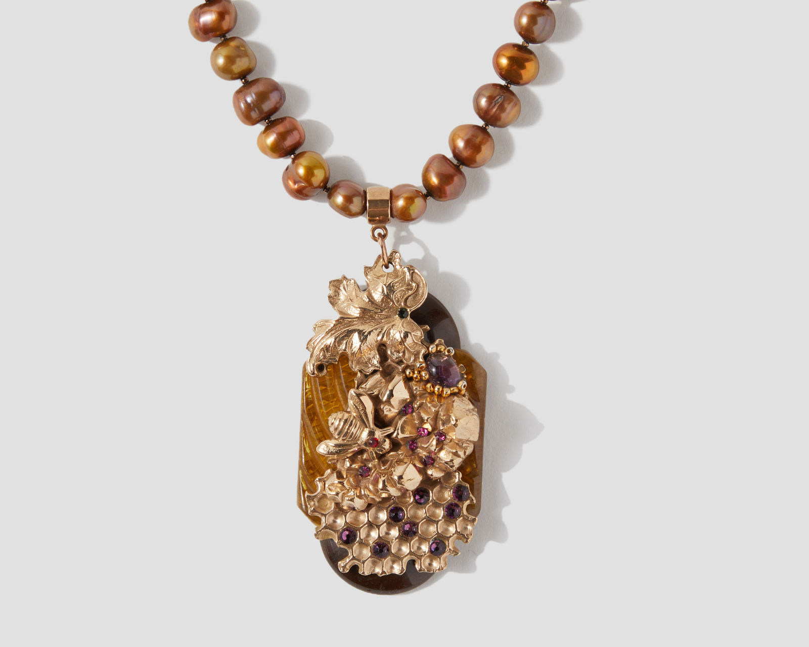 Bunny Tobias, Bakelite Buckle Bee Necklace, 2022