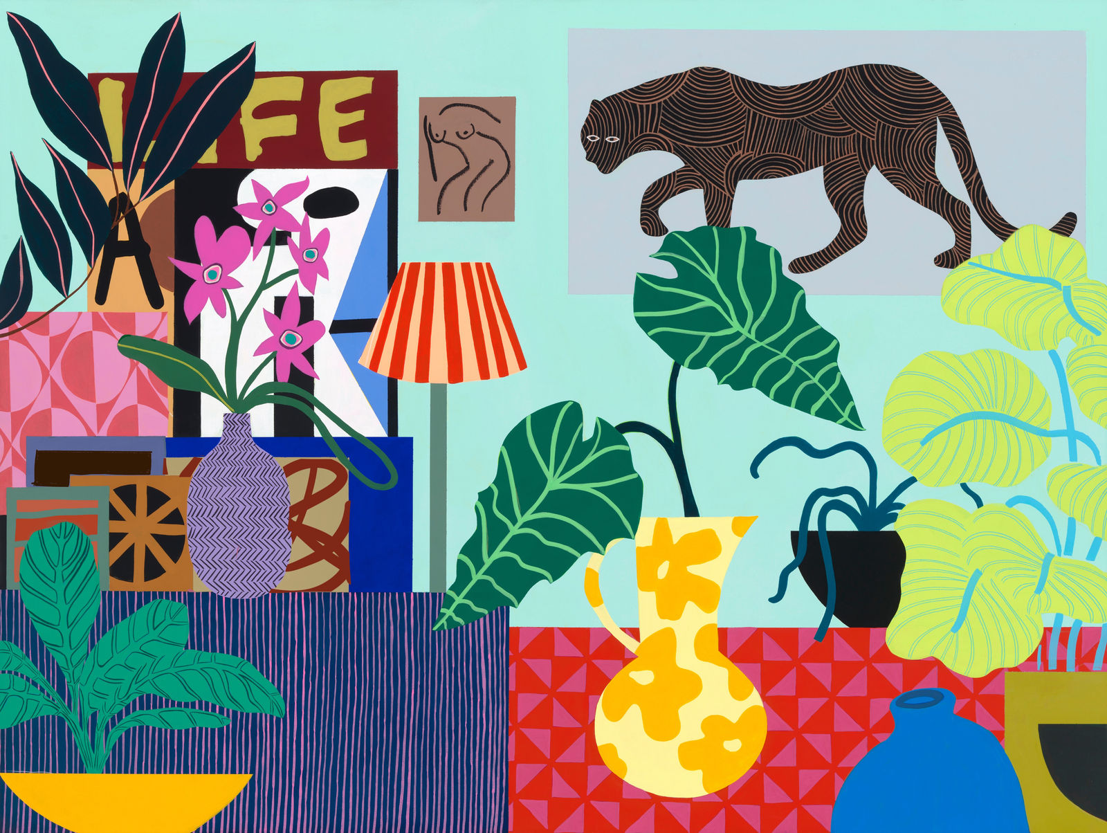 Mary Finlayson, Panther Poster In Blue Room, 2022