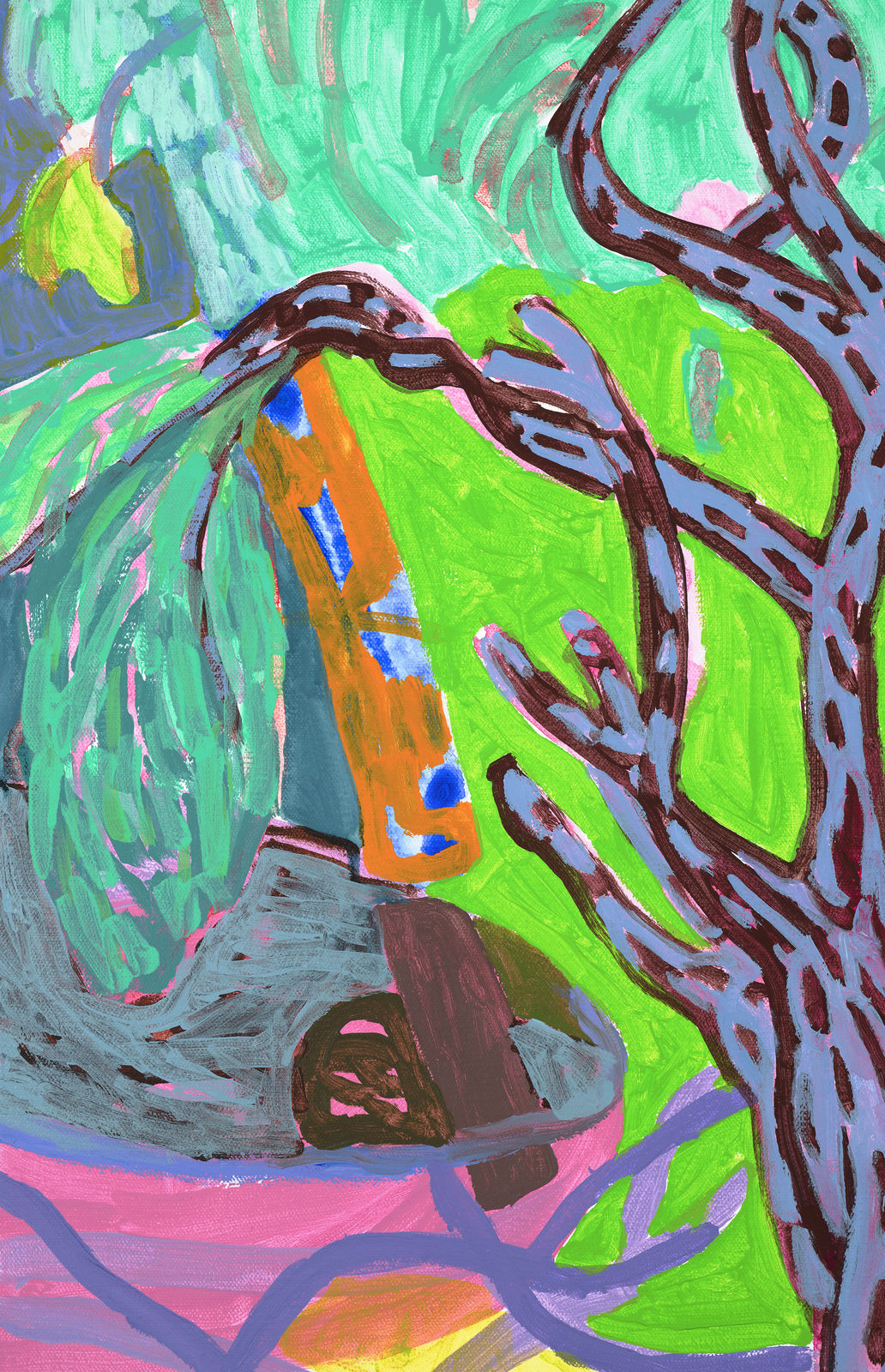 Lynne Flemons, Peppercorn Tree With White Cockatoos, 2021