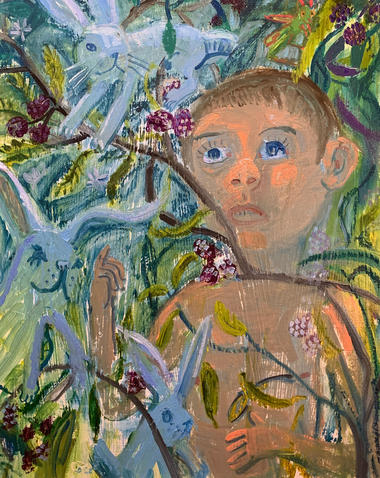 Boy Caught In The Bramble With Ghost Rabbits