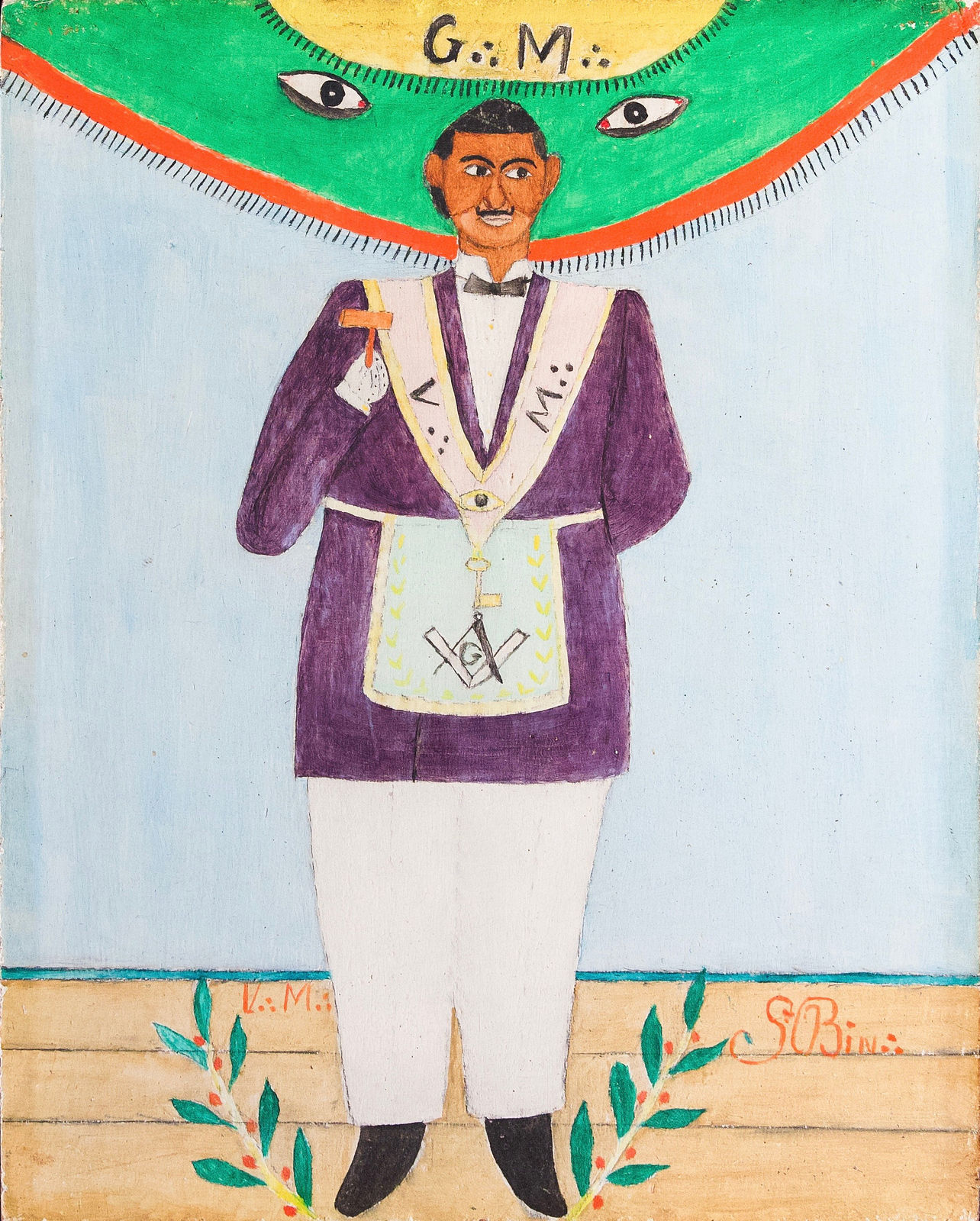 Sènéque Obin, Untitled (Mason Figure Holding Gavel), c. 1960's