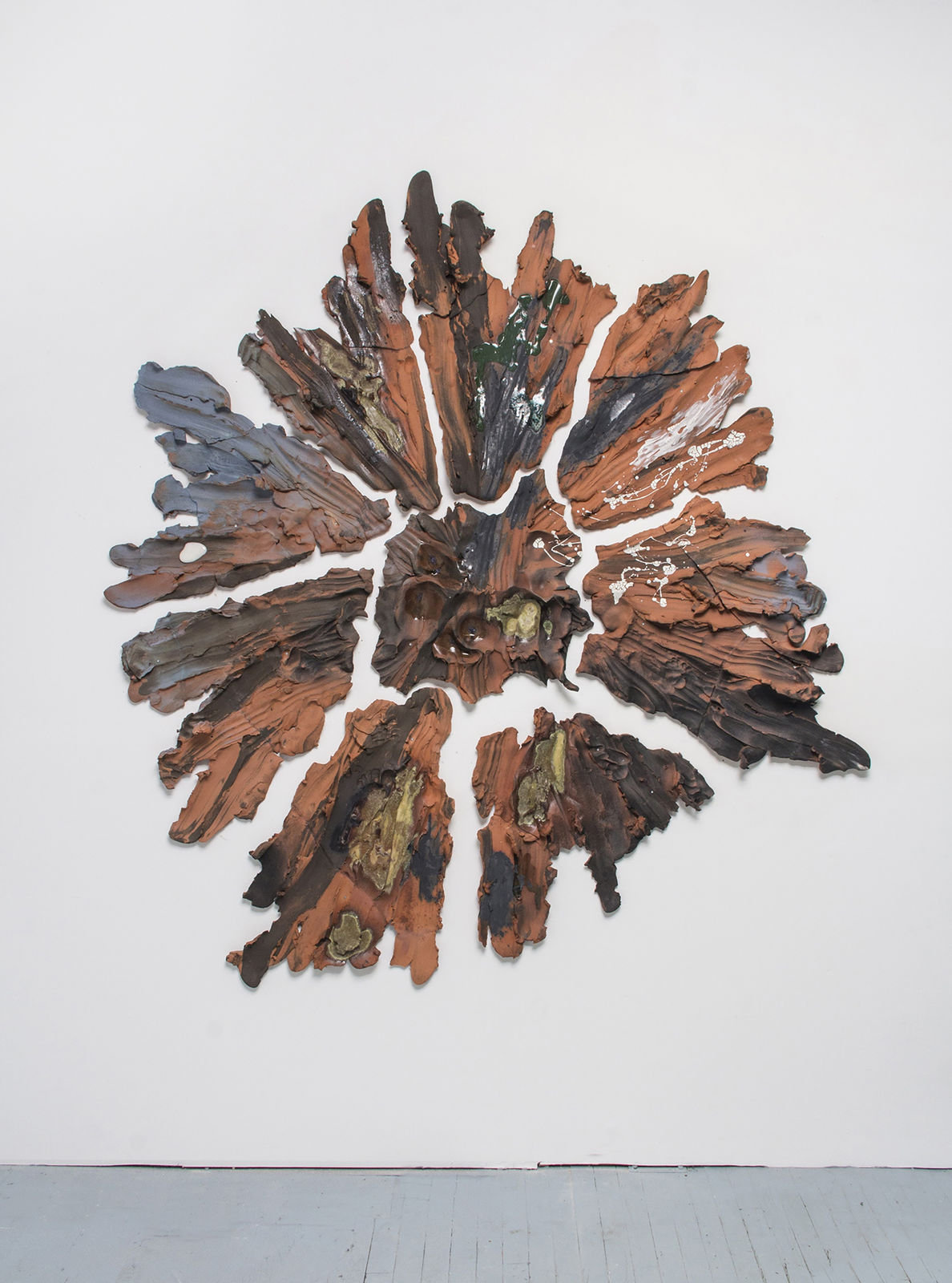 Brie Ruais [American, b. 1982] Broken Ground Red (130 lbs of clay spread out from center), 2017