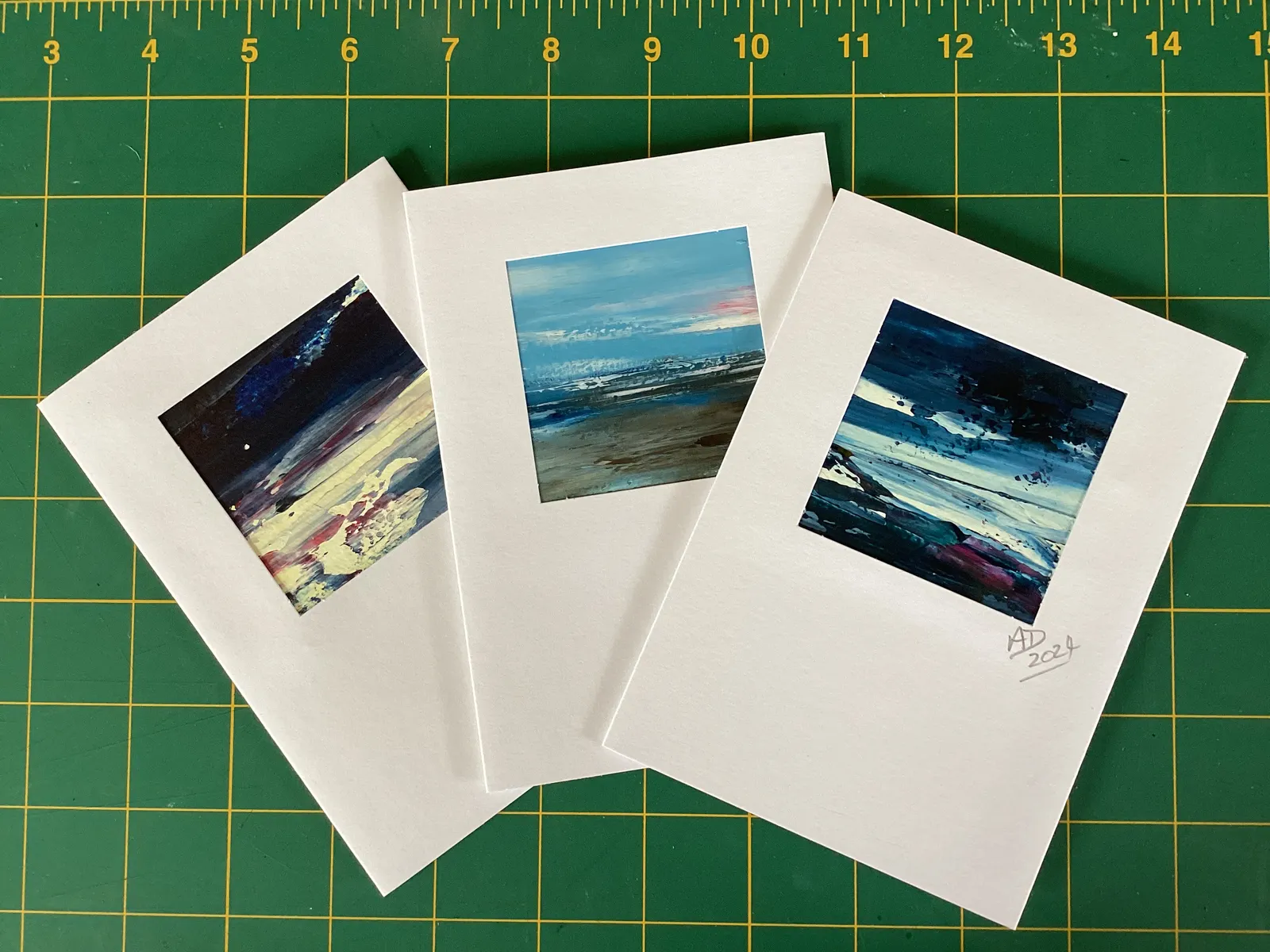 Set of three original art cards 06
