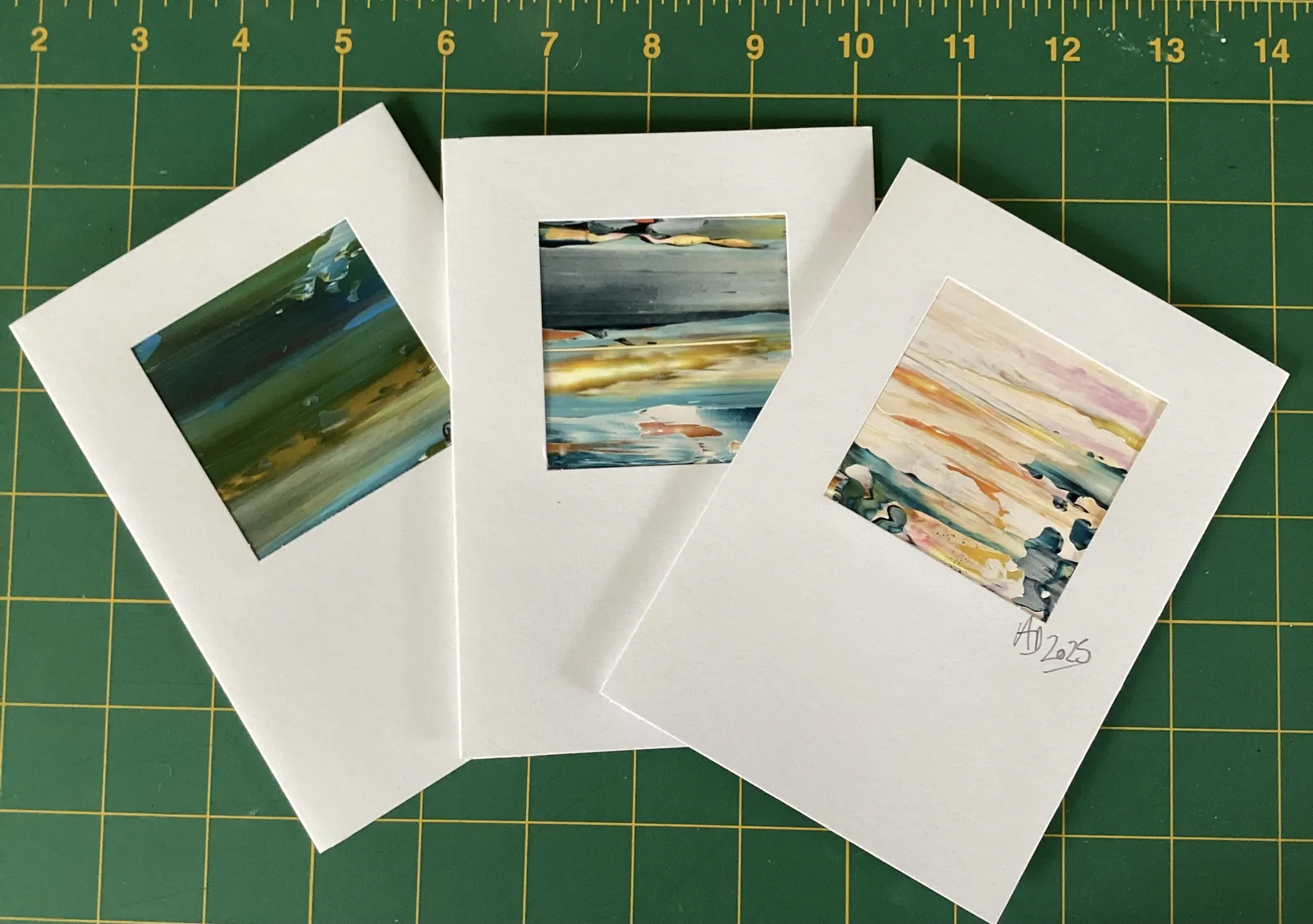 Set of three original art cards 05
