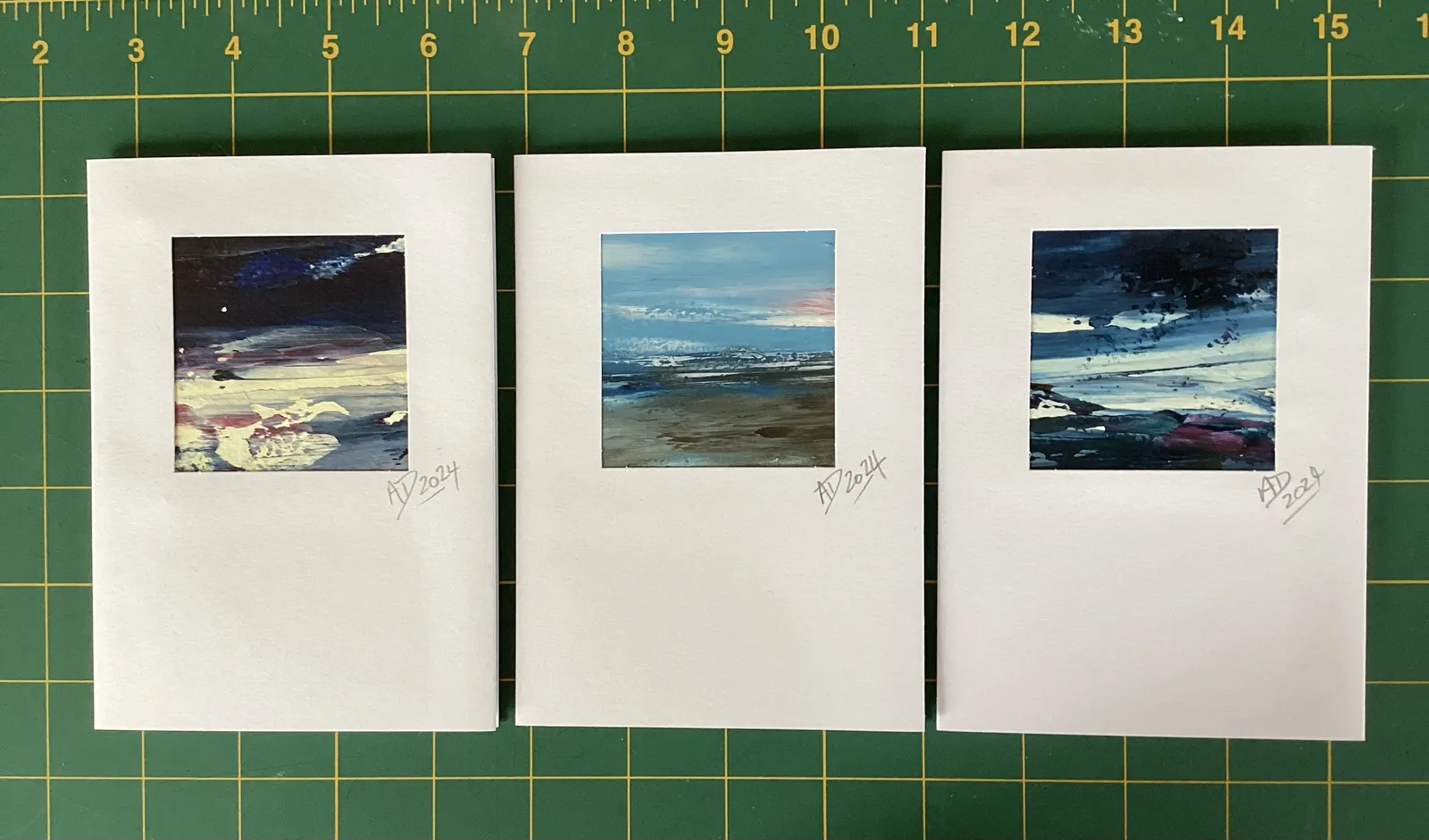 Set of three original art cards 06