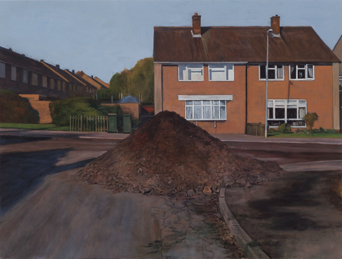 George Shaw The Boys All Shout For Tomorrow, 2014 Humbrol enamel on board 56 x 74.5 cm Private Collection
