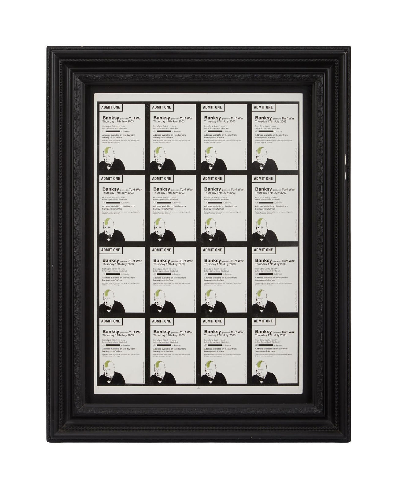 Banksy, Turf War Exhibition Uncut Sheet of Entry Vouchers, 2003
