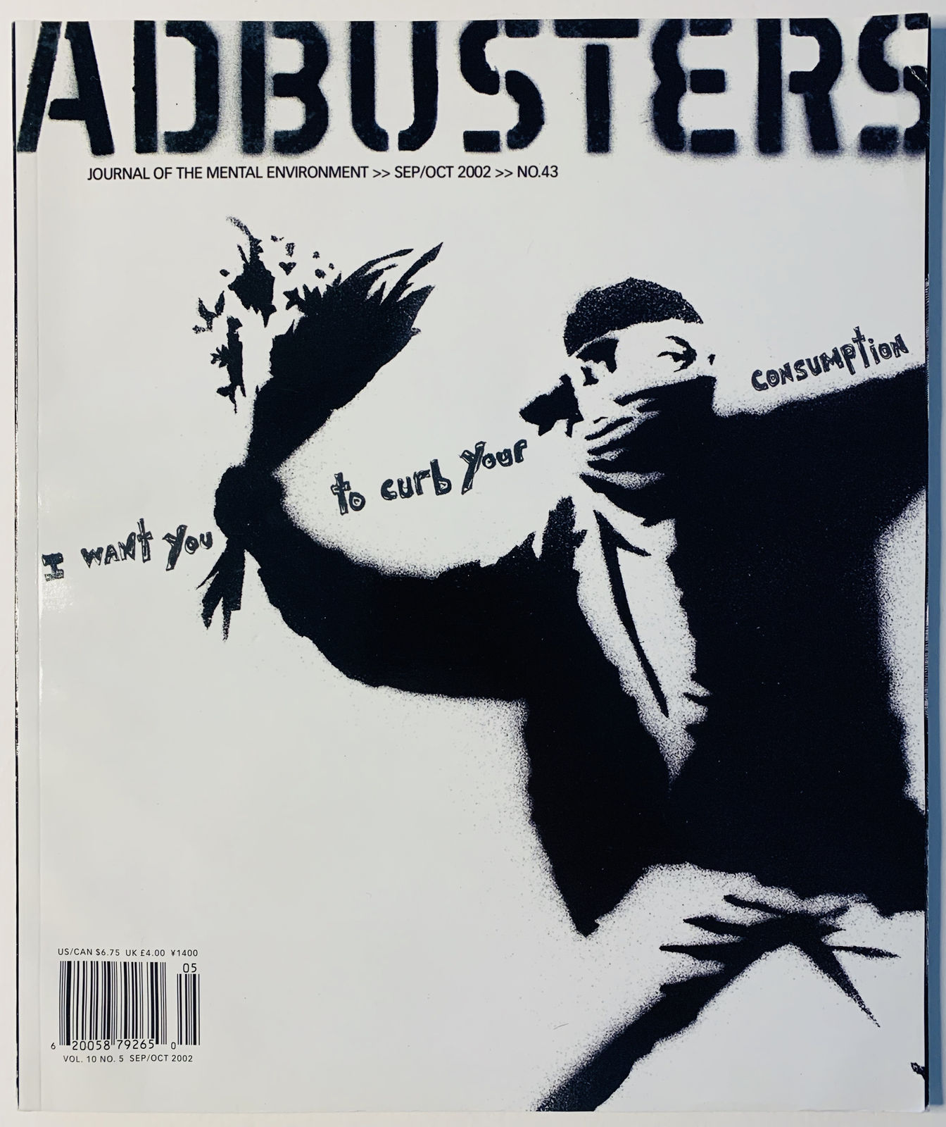 Banksy, Adbusters Magazine (‘Love is in the air’ - Banksy cover), 2002