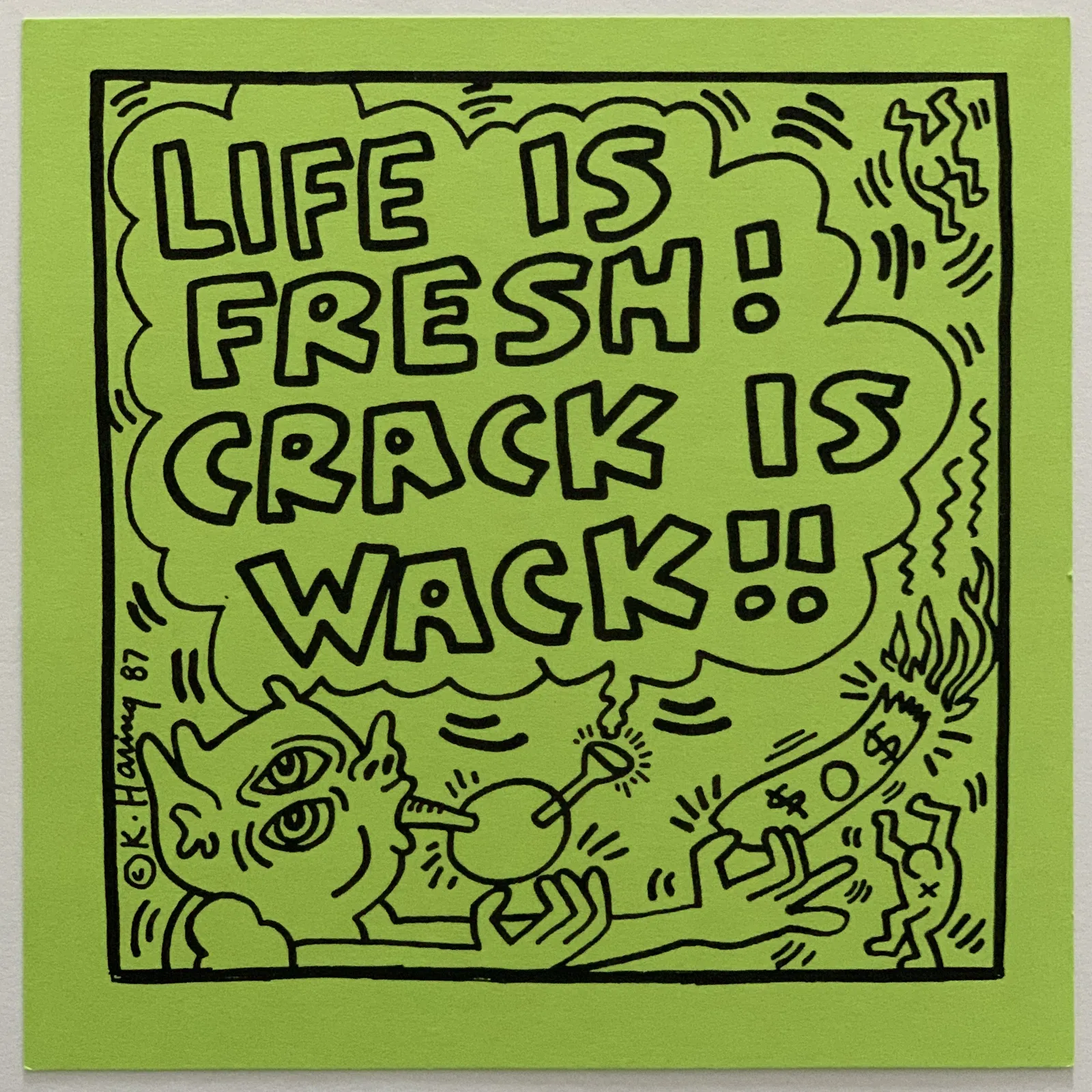 Keith Haring, 'Life is Fresh! Crack is Wack!!' (Pop Shop/Tunnel invitation), 1988