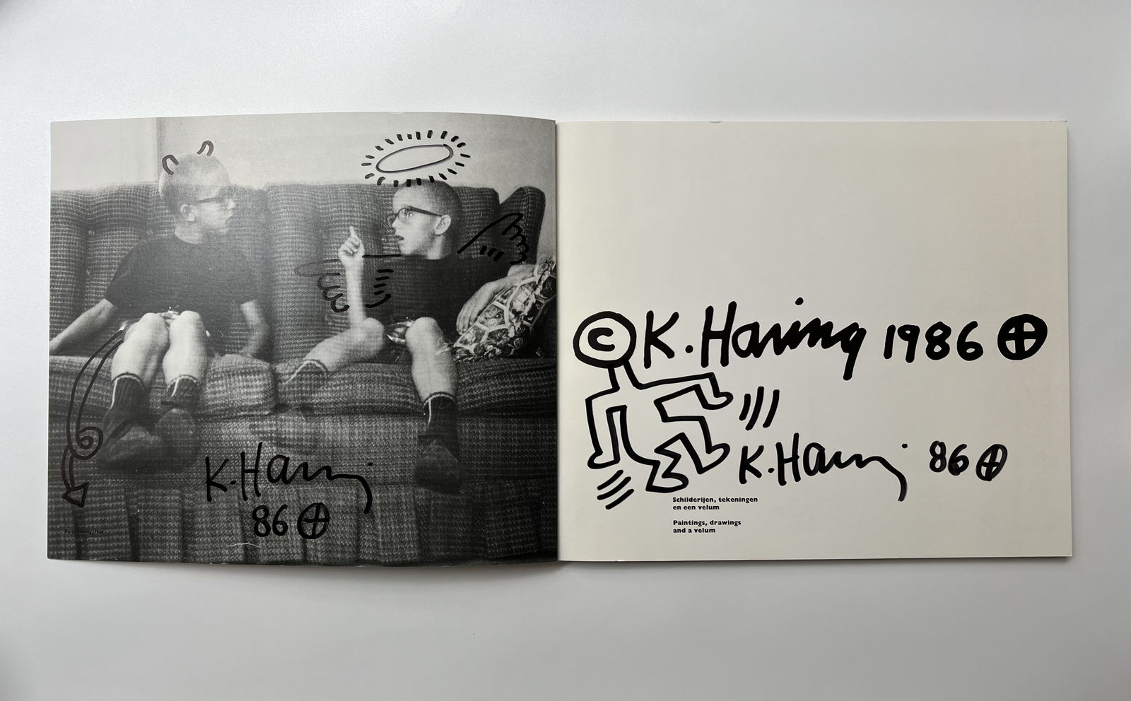 Keith Haring, 'Devil & Angel' (Stedelijk Museum catalogue + original drawings), 1986