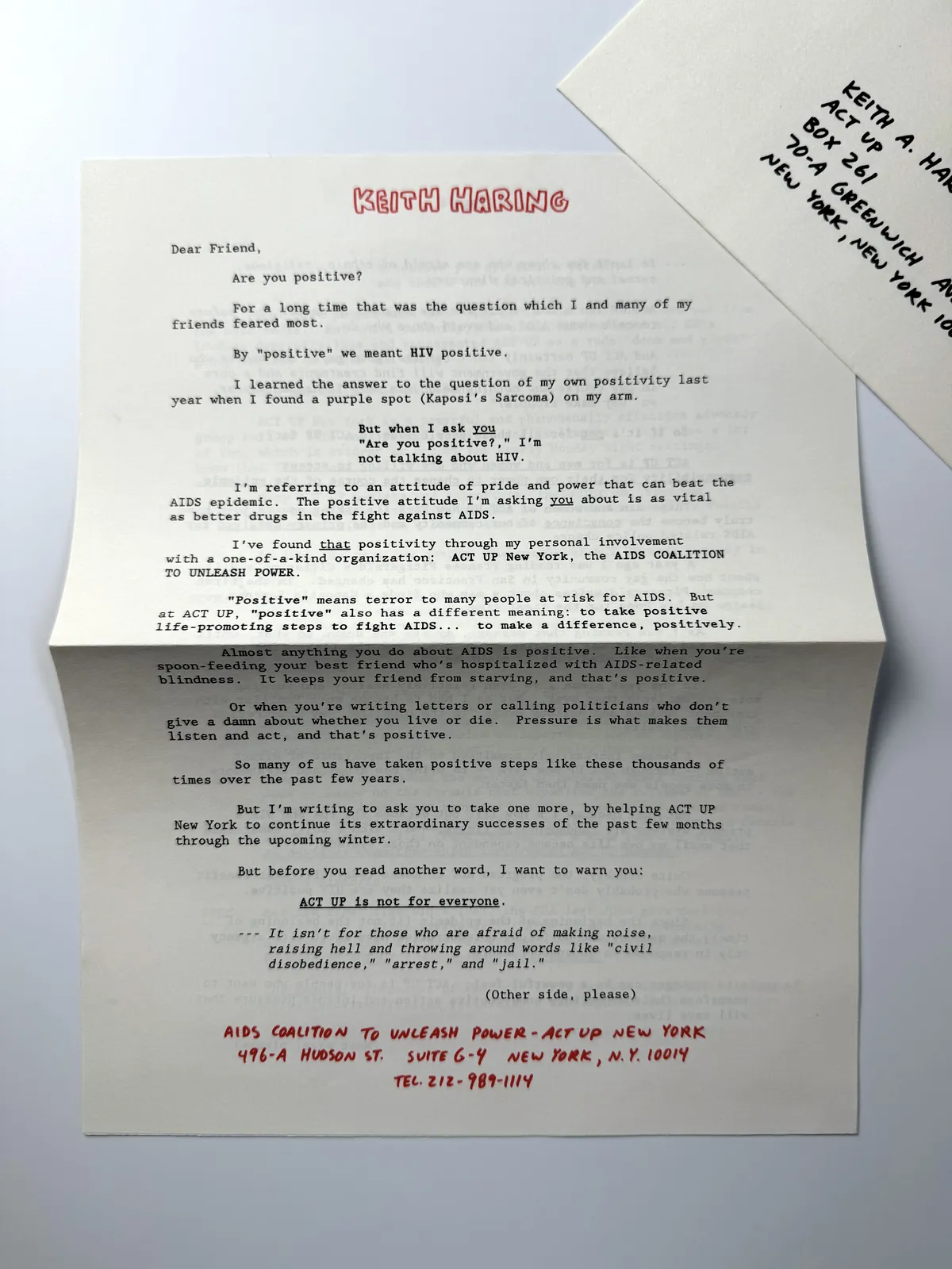 Keith Haring, 'THREE WISE MONKEYS' ('ACT UP' DIRECT MAIL FUNDRAISING PROJECT), 1989