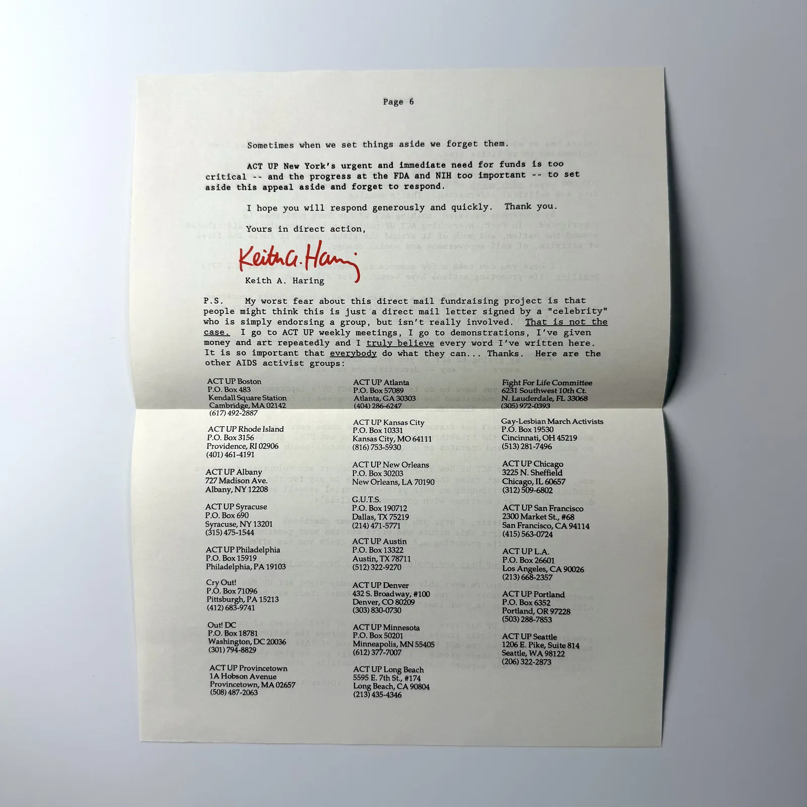 Keith Haring, 'THREE WISE MONKEYS' ('ACT UP' DIRECT MAIL FUNDRAISING PROJECT), 1989