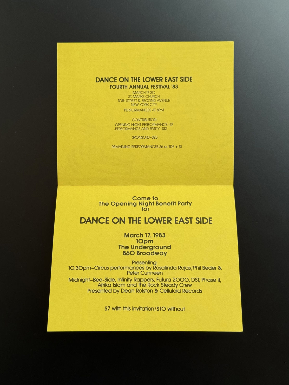 Keith Haring, 'DANCE ON THE LOWER EAST SIDE' (Preview Invitation + Program), 1983