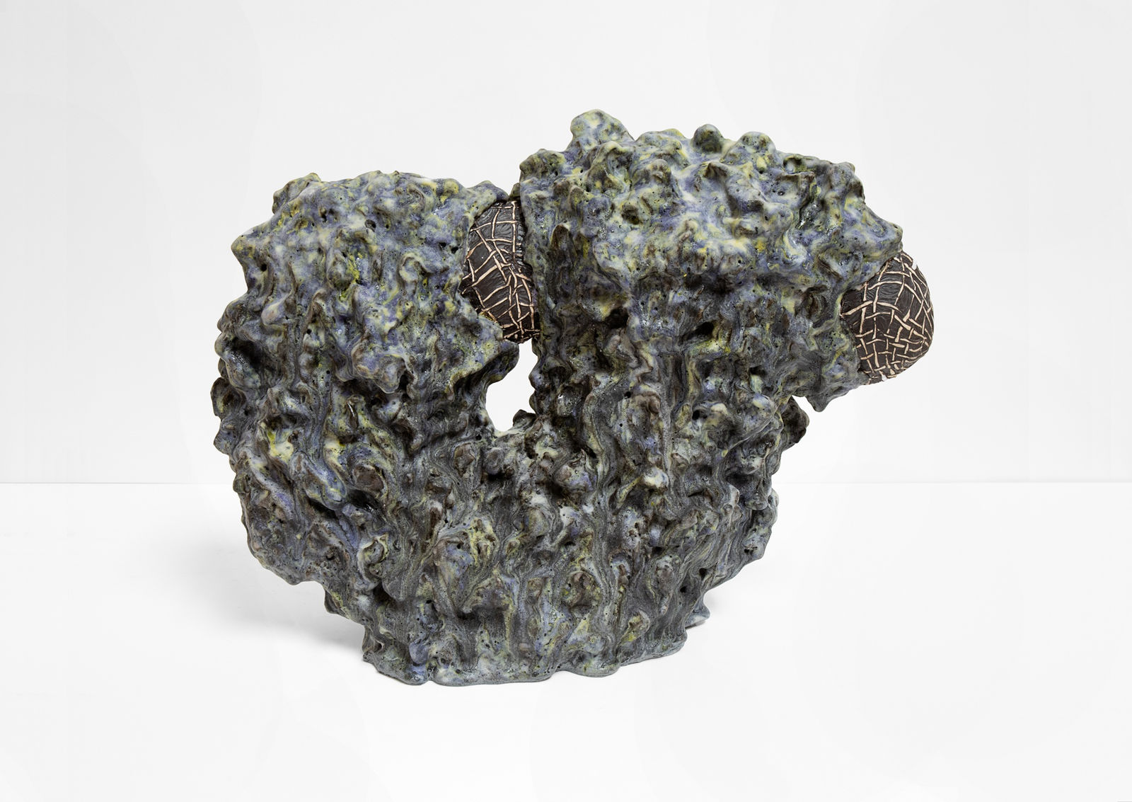 Julia Haft-Candell, Woven Through: Navy, Chartreuse, 2020