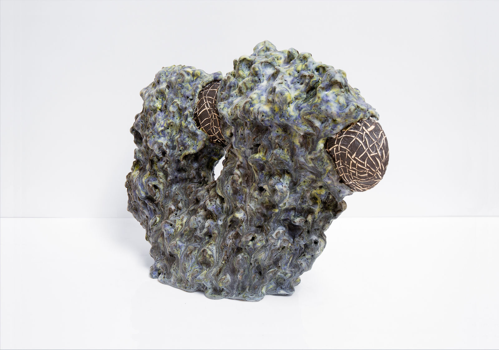 Julia Haft-Candell, Woven Through: Navy, Chartreuse, 2020