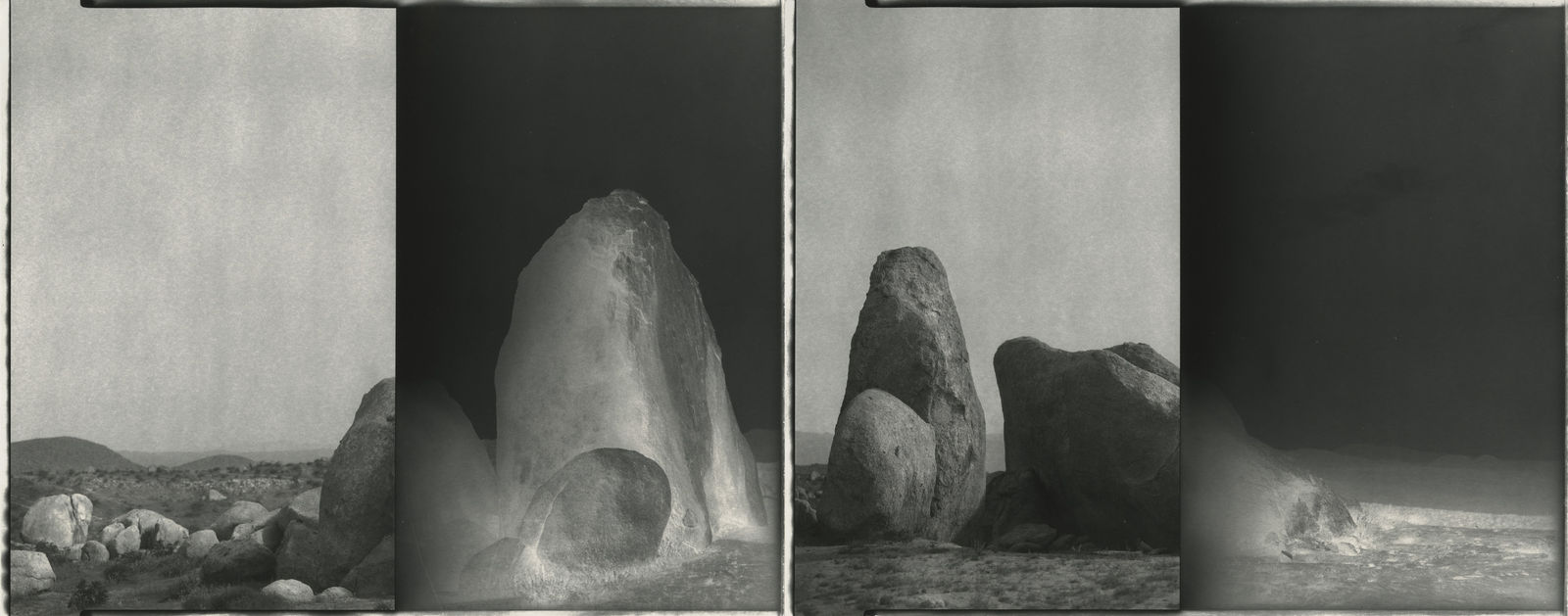 Chris McCaw (American, b. 1971) Inverse #32 (Mojave), 2022 Two Paper Negatives, partial in-camera solarization Dimensions, each element: 11" x 14" (28 x 35.5 cm) Unique