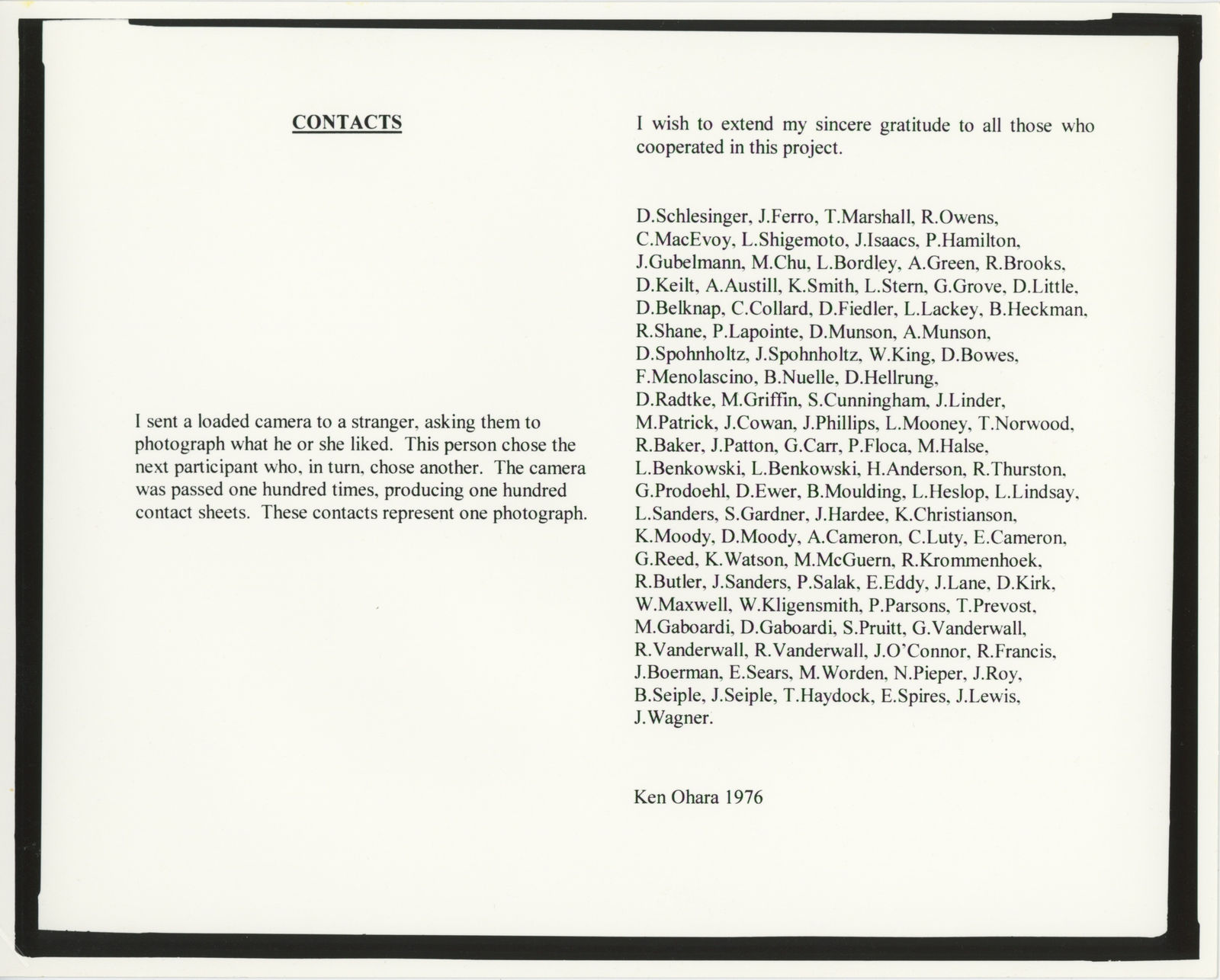 Dedication for Participants, 1976 © Ken Ohara