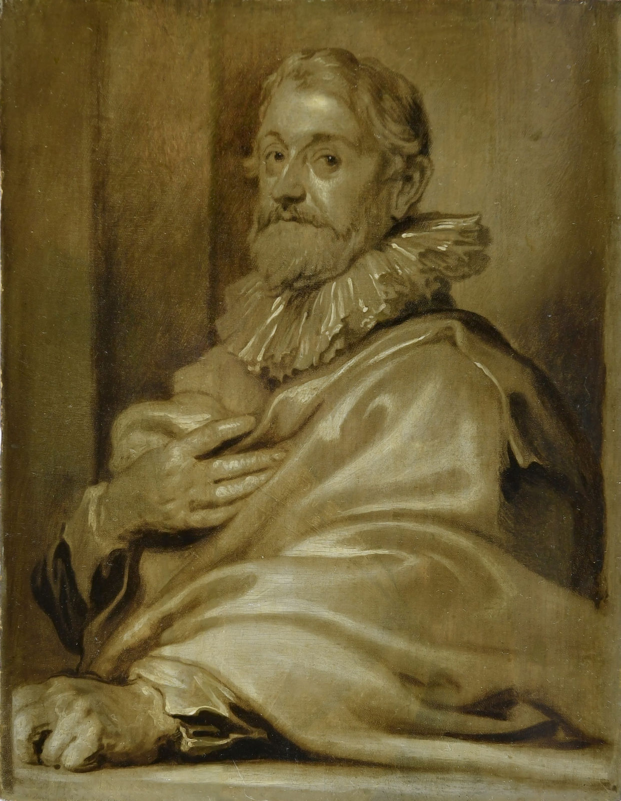 Sir Anthony van Dyck (Antwerp 1599 - 1641 London) (workshop), An ‘en brunaille’ portrait of Pieter I de Jode