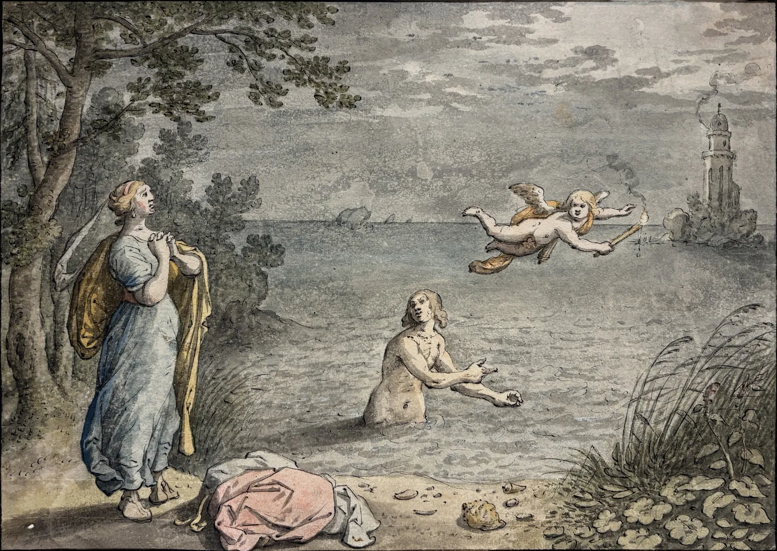 Sebastiaen Vrancx (Antwerp 1573 - 1647), Four Scenes for the Hero and Leander Tapestry Series