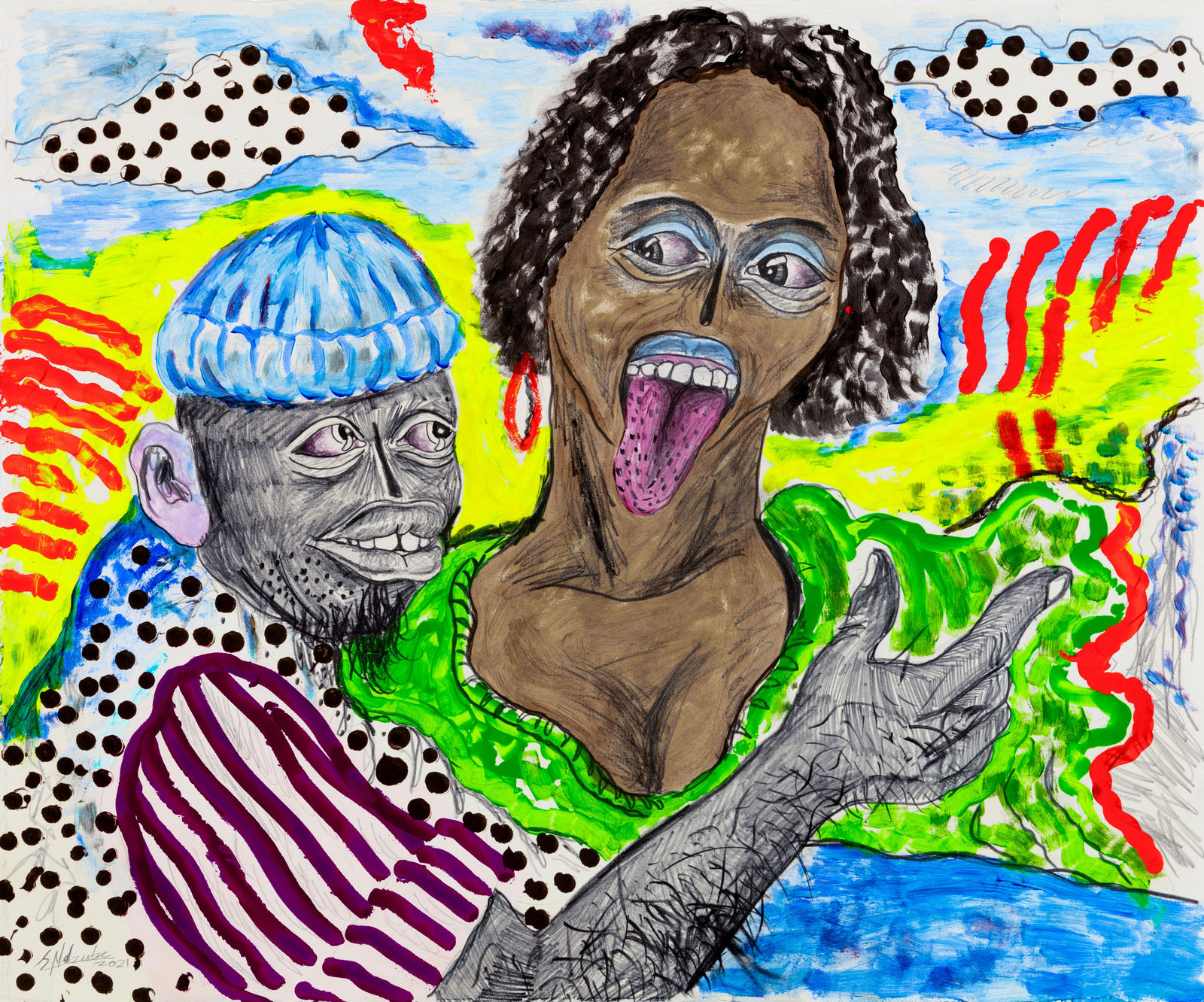 Simphiwe Ndzube, Study for ‘Sondela Forever’, 2021