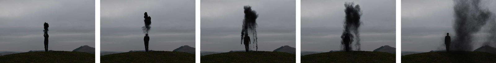 Andy Goldsworthy, Presidio Spire. Crushed charcoal from one of three fires. Whitchurch, Napa, San Francisco. Thrown in Dumfriesshire, Scotland. 26 January 2022, 2022