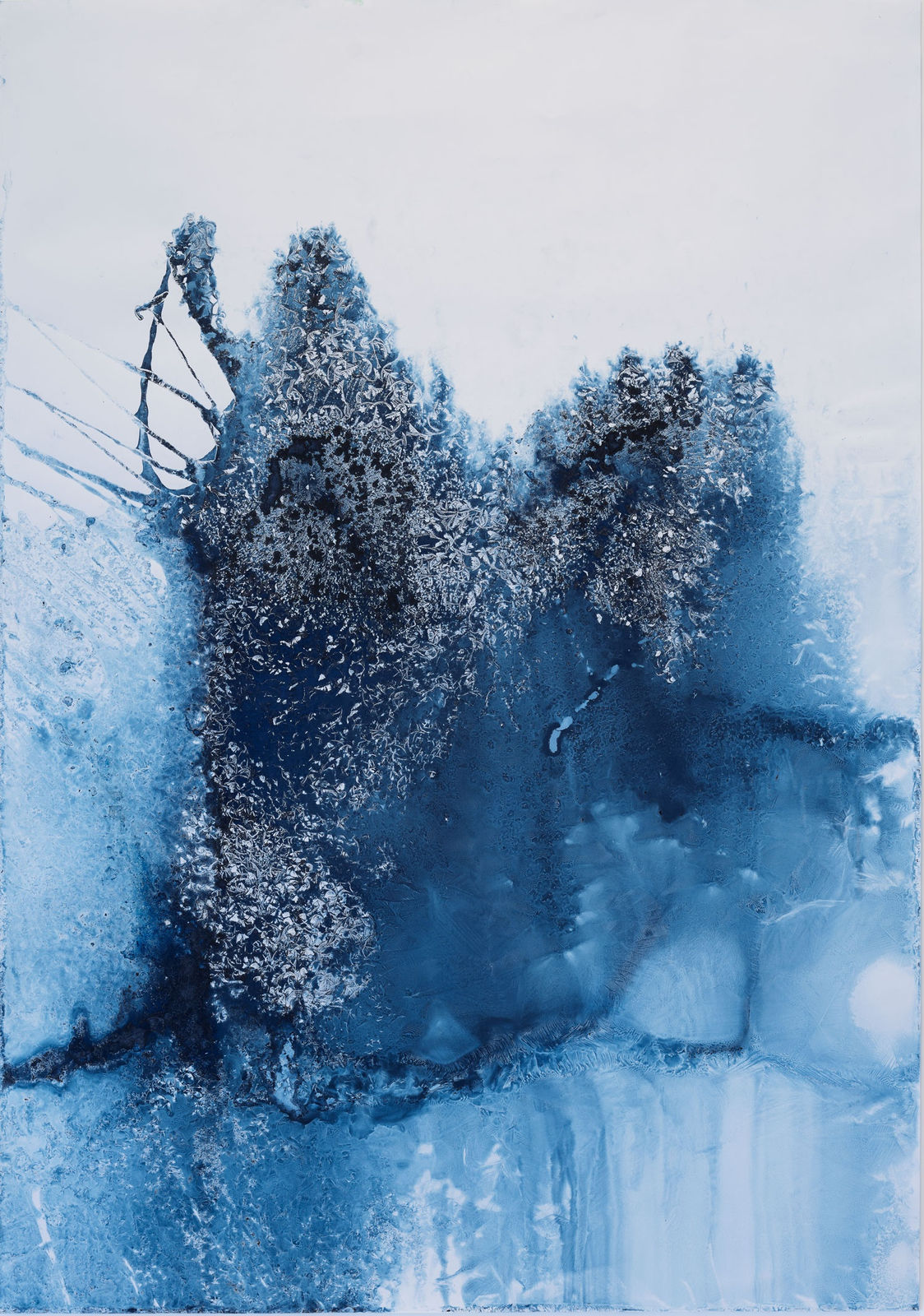 Meghann Riepenhoff, Day 3: mushroom spore ink + organic, inorganic, and Prussian Blue pigment + hydraulic ram out spray, 2024