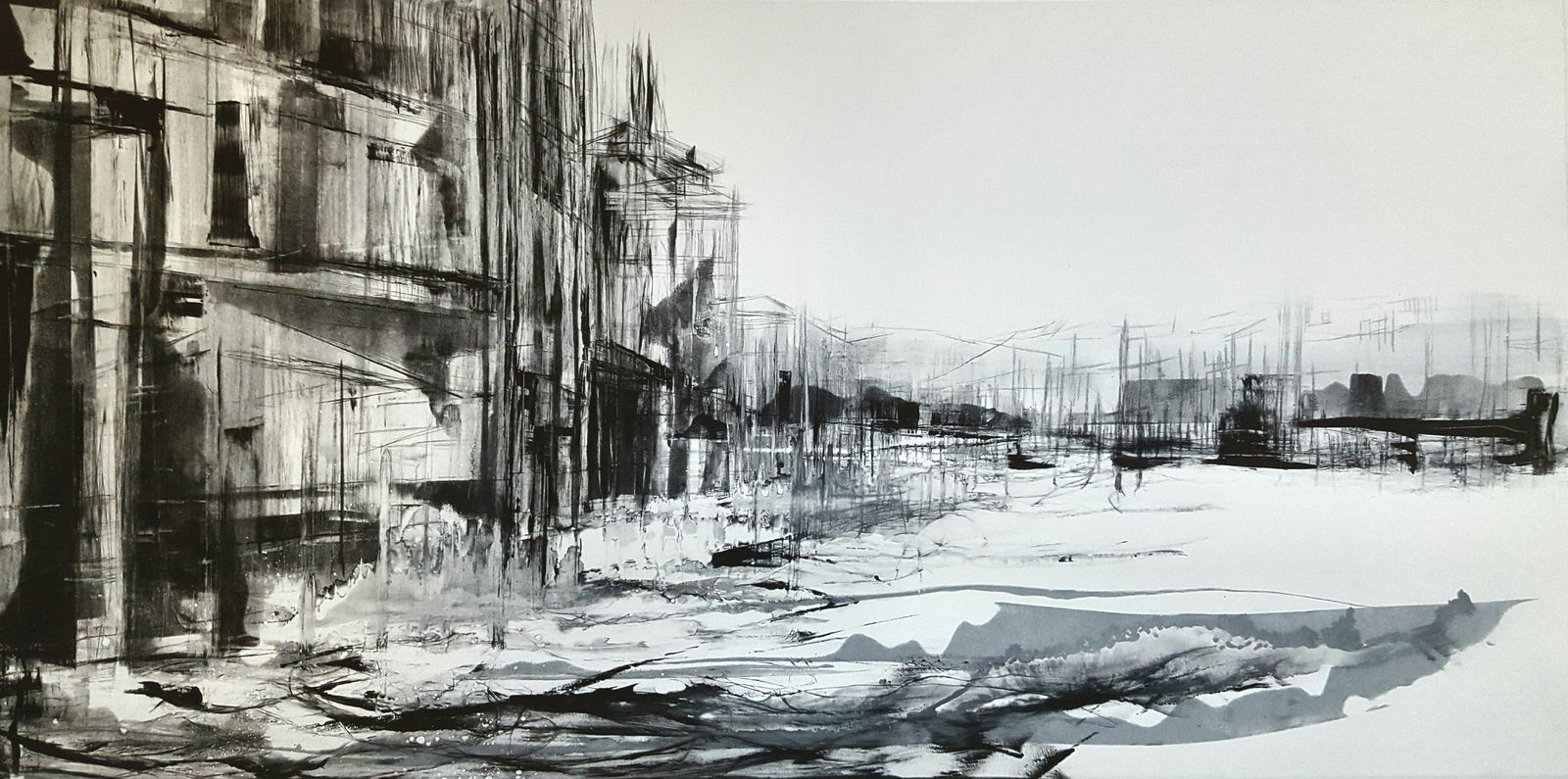 Clare Grossman, Variation on Reflections in Silver, Black & White No4, 2022