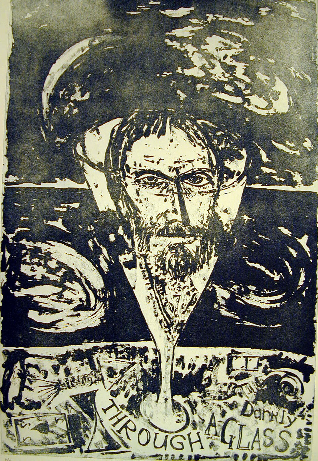 John Bellany, Through A Glass Darkly, etching, 1987.