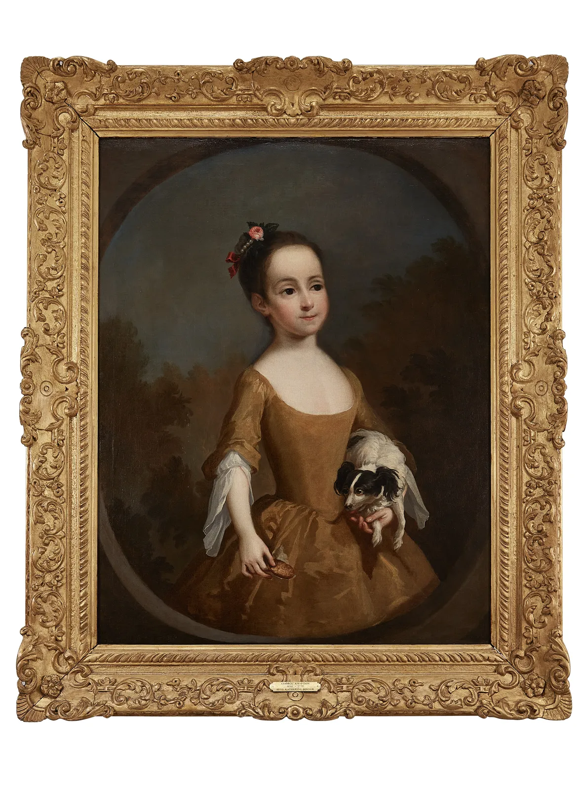 George Knapton (1698-1778), Portrait of Katherine Miller with her spaniel, c.1725