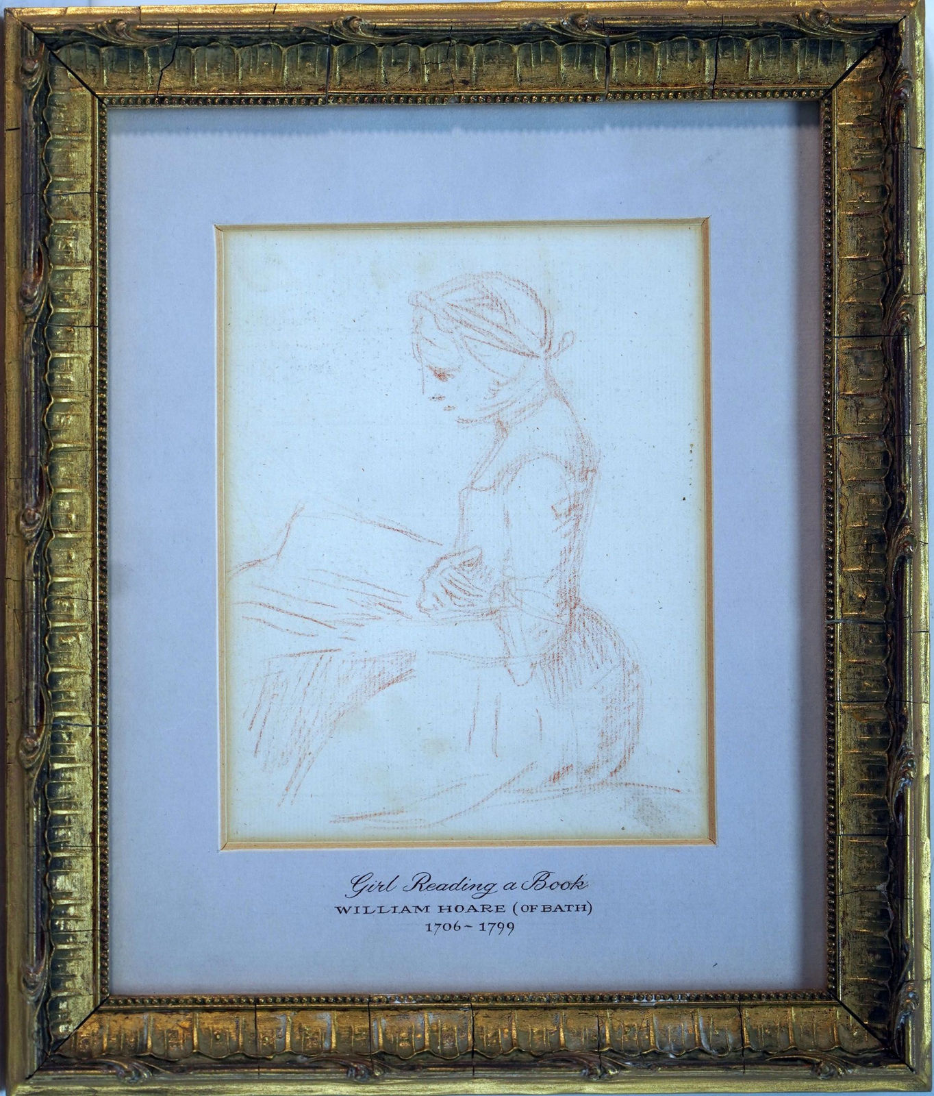 William Hoare of Bath (1707-1792), Study of a girl sitting and reading a book, c.1770