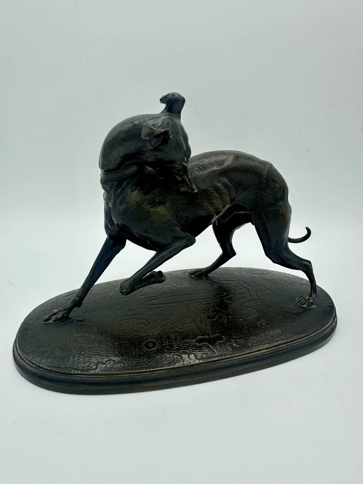 Joseph Francois Victor Chemin (1825-1901), A 19th century French animalier bronze of a greyhound