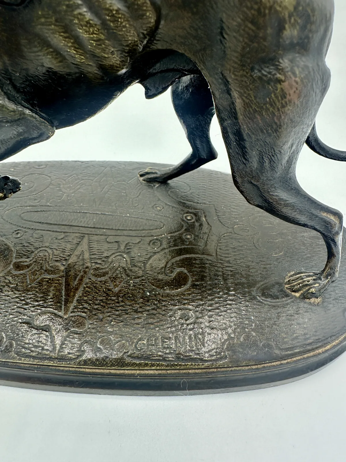 Joseph Francois Victor Chemin (1825-1901), A 19th century French animalier bronze of a greyhound