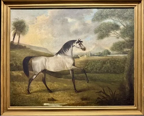 Henry Bernard Chalon (1770-1849), A Grey Arab Stallion in a Landscape, Circa 1810