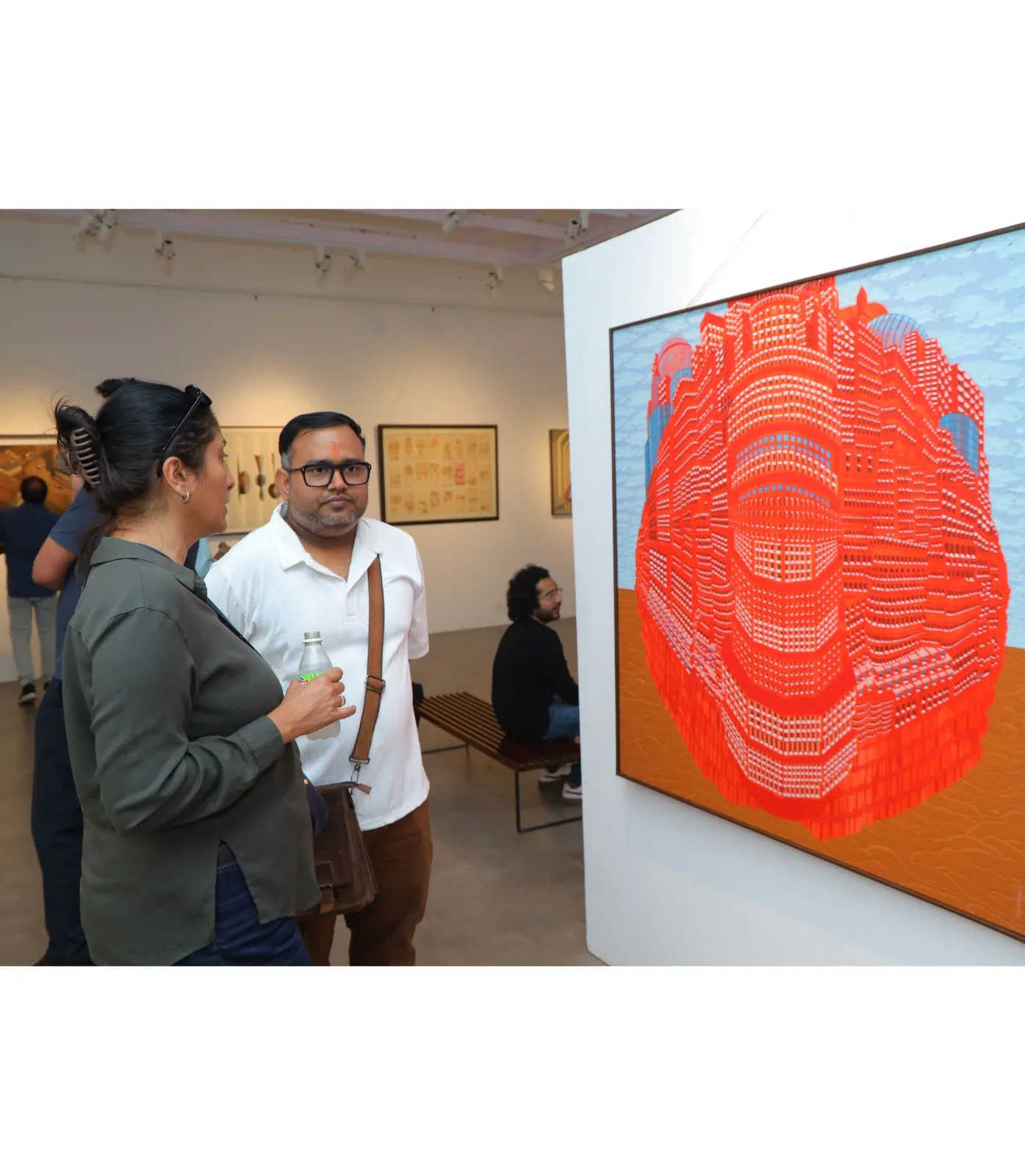 Ravi Kumar Chaurasiya with a visitor.