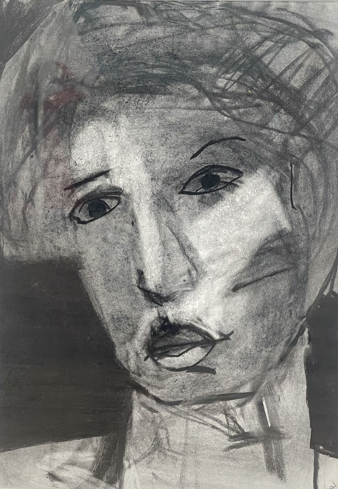 Head of a Girl II, Original charcoal drawing by artist Arthur Neal NEAC, Linden Hall Studio and Two Studios High Street Deal, Kent.