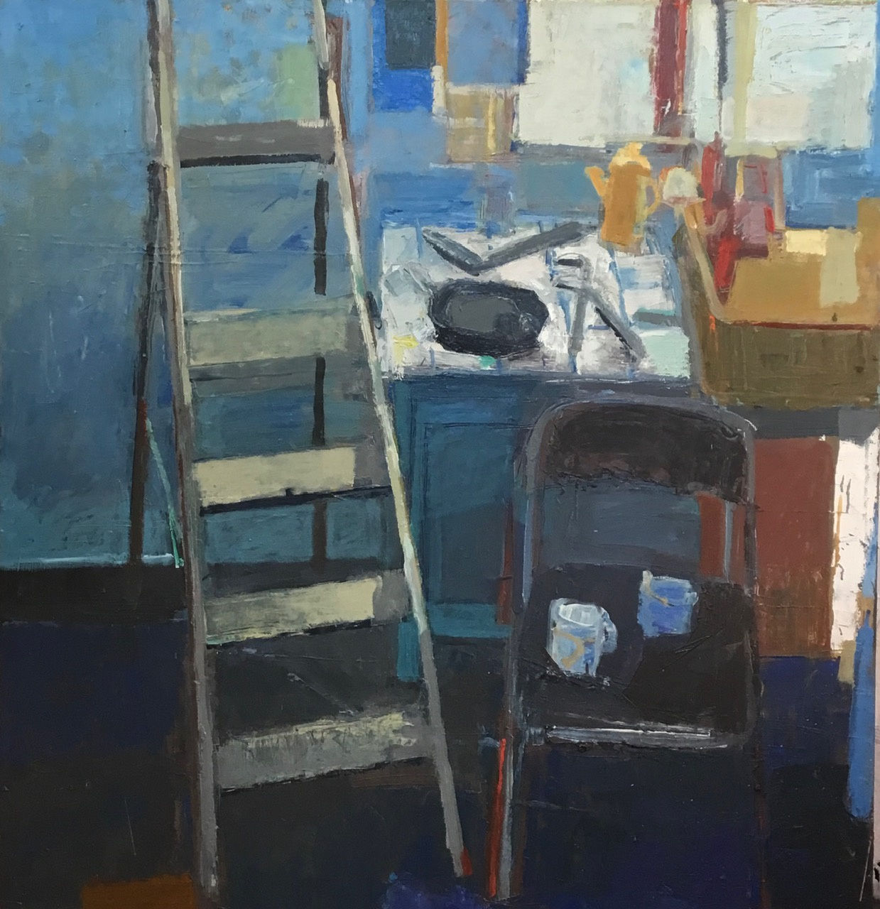 Stepladder, Large Scale Original Oil Painting by artist Arthur Neal NEAC, Linden Hall Studio and Two Studios High Street Deal, Kent.