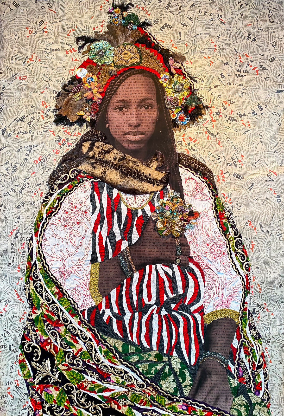 Marion Boehm - Blossoming - 2021 - 164cm H x 112cm W - Mixed media collage on paper