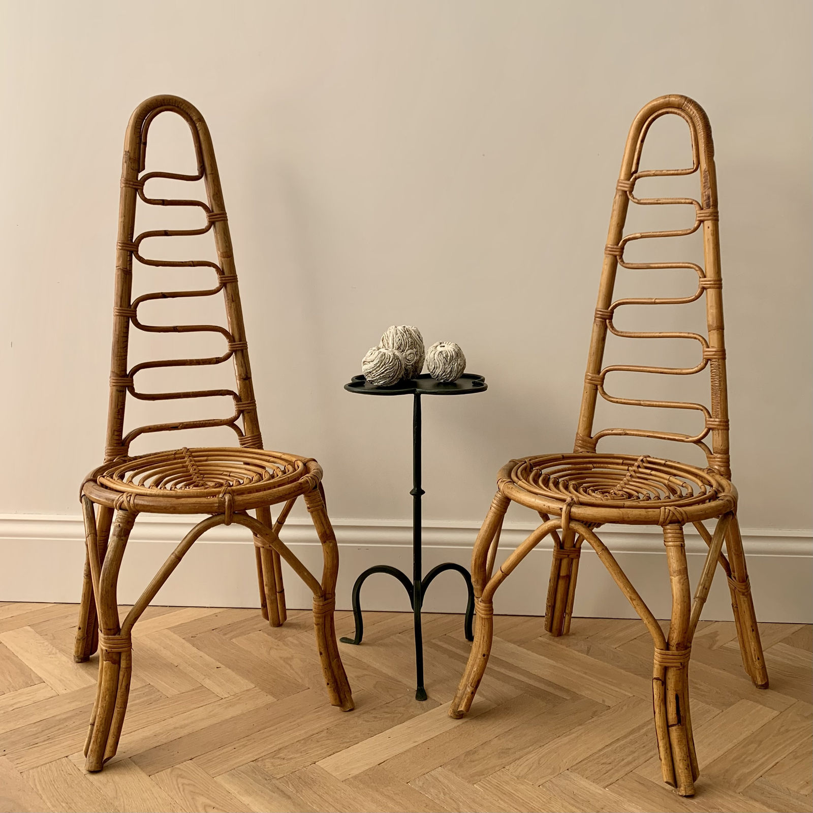 Italian, A Pair of High Back Side Chairs , Circa 1960s