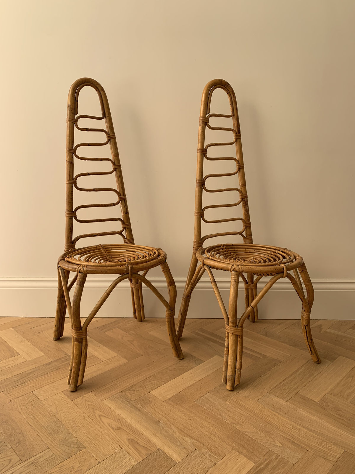 Italian, A Pair of High Back Side Chairs , Circa 1960s